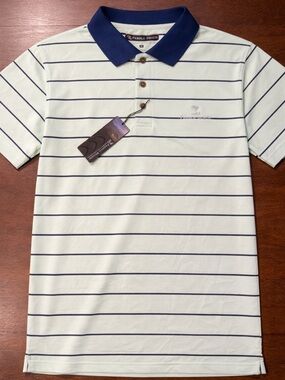 NWT Pebble Beach Dry-Luxe Performance Polo Shirt Men’s Medium Mint Green Striped